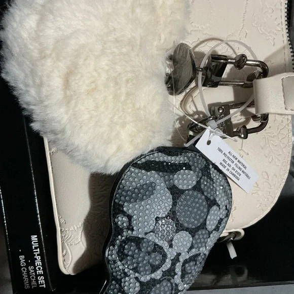 Betsey Johnson Cream Satchel with Heart and Skull Charms - Picture 3 of 5